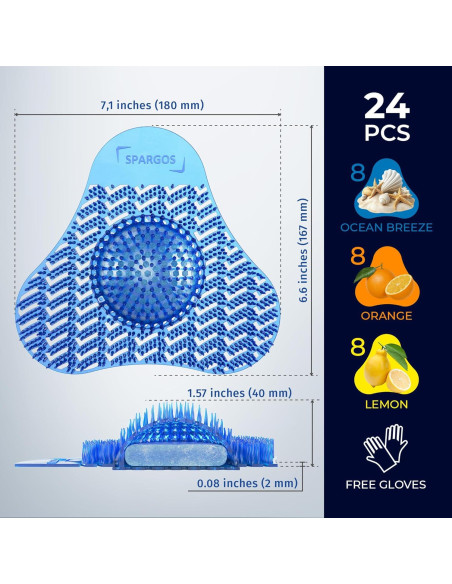 Pantallas de Urinal Desodorantes Spargos 24 Piezas - 3D Onda