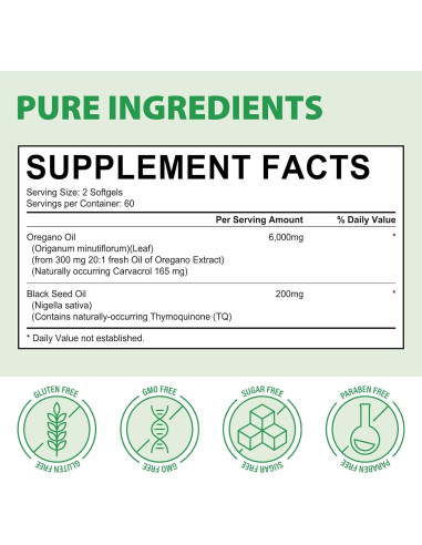 Aceite de Orégano Akeeronn 6000mg + Semilla Negra 200mg 120 Cápsulas