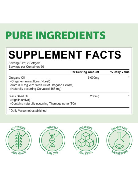 Aceite de Orégano Akeeronn 6000mg + Semilla Negra 200mg 120 Cápsulas