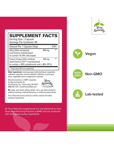 Suplemento Terry Naturally Salud Cardiovascular 60 Cápsulas