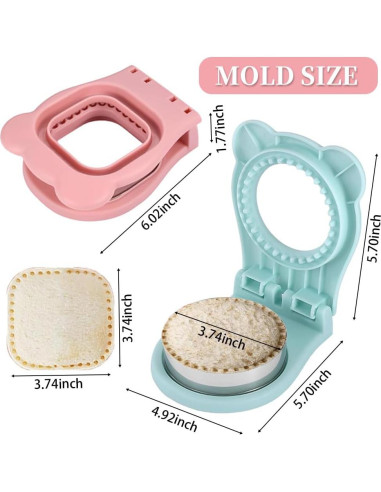 Juego de cortador y sellador de sándwiches cuadrados y redondos