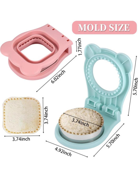 Juego de cortador y sellador de sándwiches cuadrados y redondos