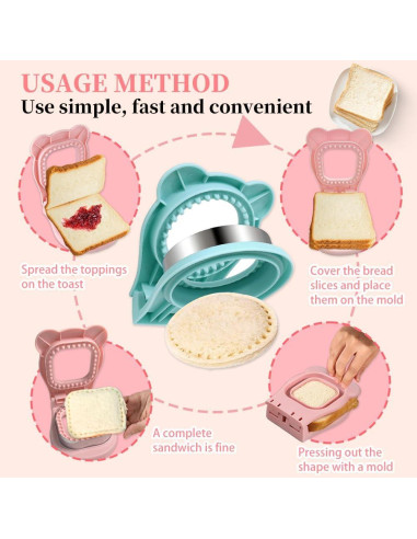 Juego de cortador y sellador de sándwiches cuadrados y redondos
