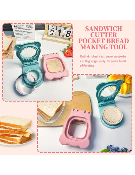 Juego de cortador y sellador de sándwiches cuadrados y redondos