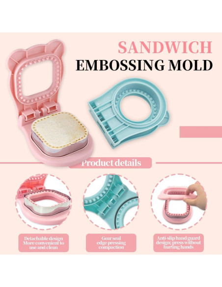 Juego de cortador y sellador de sándwiches cuadrados y redondos