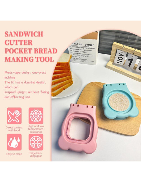 Juego de cortador y sellador de sándwiches cuadrados y redondos