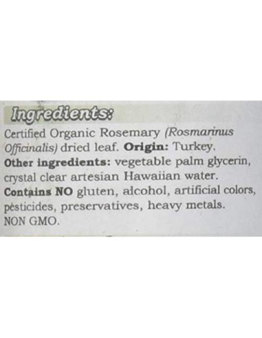 Extracto Líquido de Romero Orgánico HawaiiPharm 60 ml Sin Alcohol