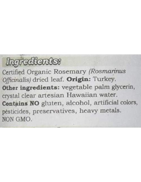 Extracto Líquido de Romero Orgánico HawaiiPharm 60 ml Sin Alcohol
