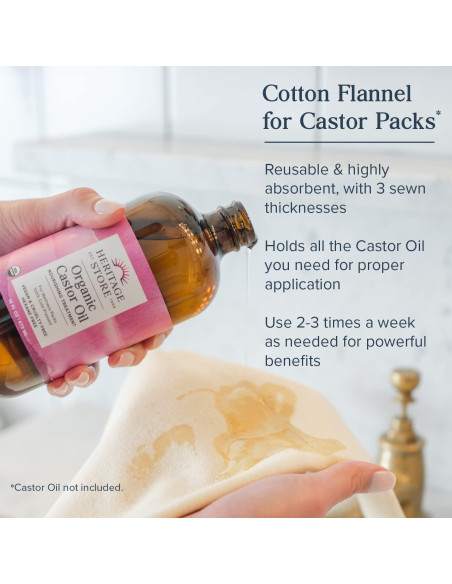 Franela de Algodón Heritage Store 33x38cm para Aceite de Ricino