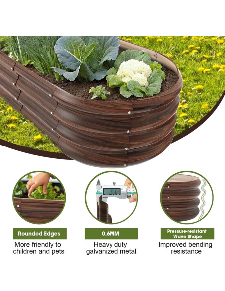 Cama de Jardín Elevada Ovalada Galvanizada IDEA FAMILY 120x60x30cm