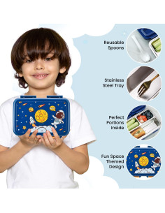 Caja Bento para Niños EGGIE8BOXX 3 Compartimentos Azul 20x15 cm 2