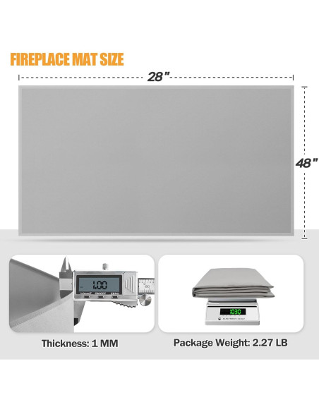 Alfombrilla a prueba de fuego TOHONFOO 121.9 x 71.1 cm Gris