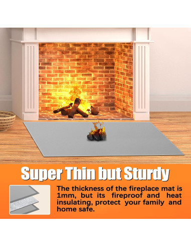Alfombrilla a prueba de fuego TOHONFOO 121.9 x 71.1 cm Gris