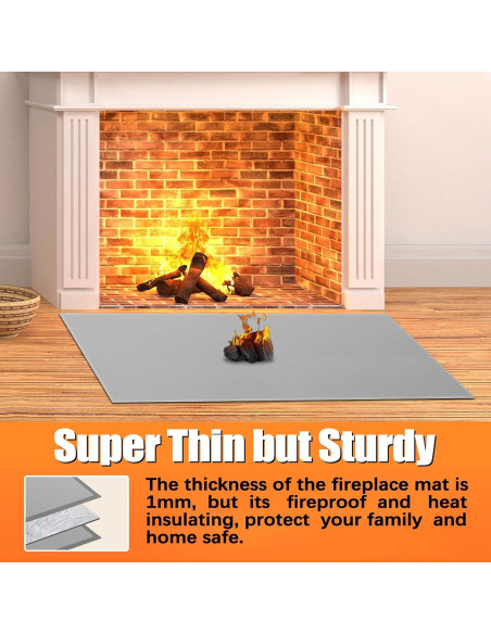 Alfombrilla a prueba de fuego TOHONFOO 121.9 x 71.1 cm Gris