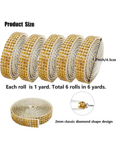 Cinta de Diamante Autoadhesiva MOODKEY 6 Rollos 5.49m Dorado 2