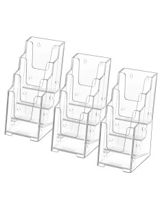 Soporte de Folletos Acrílico MaxGear 4 Pilares Paquete de 3