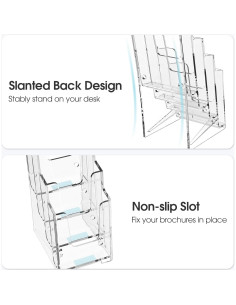 Soporte de Folletos Acrílico MaxGear 4 Pilares Paquete de 3 2