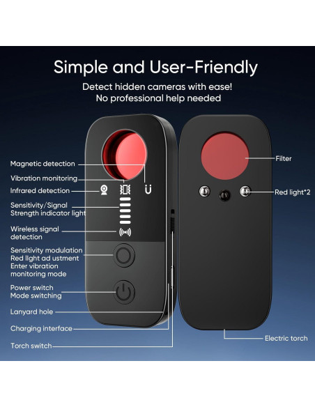Detector de Cámaras Ocultas Camgyeum A007 - 6 Niveles Sensibilidad
