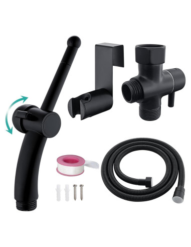 Pulverizador de Bidet BARROCK Ergonómico Negro Mate 119.38 cm