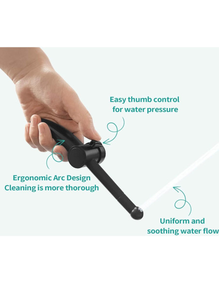 Pulverizador de Bidet BARROCK Ergonómico Negro Mate 119.38 cm