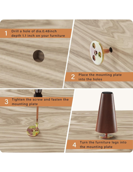 Patas de Muebles GOSCHE 30.48 cm Madera Nogal Juego de 4 Patas de Muebles GOSCHE 30.48 cm Madera Nogal Juego de 4