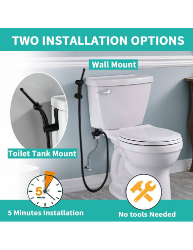 Pulverizador de Bidet BARROCK Ergonómico Negro Mate 119.38 cm