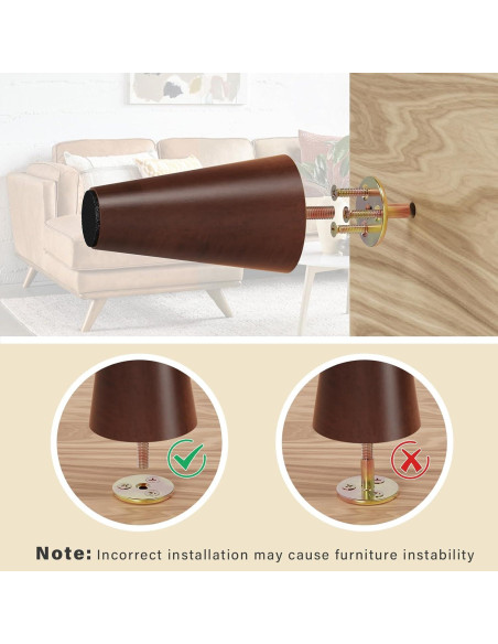 Patas de Muebles GOSCHE 30.48 cm Madera Nogal Juego de 4 Patas de Muebles GOSCHE 30.48 cm Madera Nogal Juego de 4