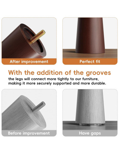 Patas de Muebles GOSCHE 30.48 cm Madera Nogal Juego de 4