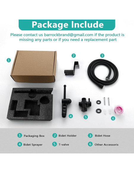 Pulverizador de Bidet BARROCK Ergonómico Negro Mate 119.38 cm