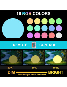 Luz de Bola Solar FANOAULEA 30 cm RGB con Control Remoto 2