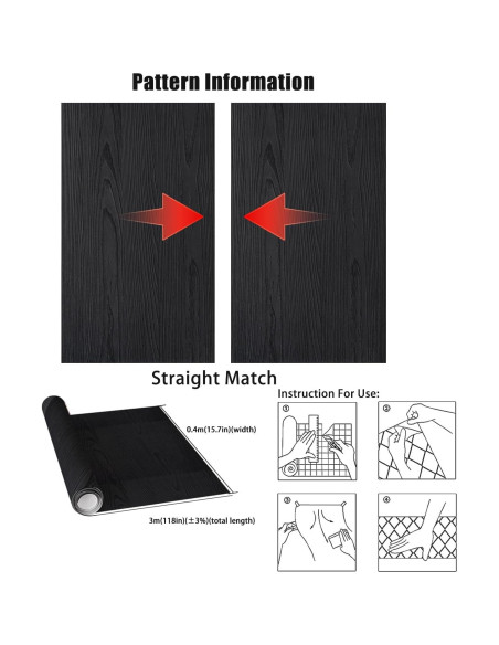 Papel Contacto Autoadhesivo Yancorp 40.64x304.8cm Negro Mate