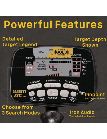 Detector de Metales Garrett A.T. Gold a Prueba de Agua 3.1 kg