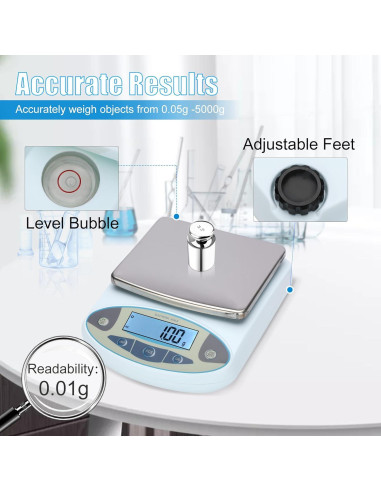 Balanza de Laboratorio Digital Srora 5000g x 0.01g Alta Precisión