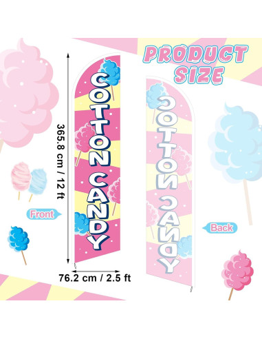 Bandera de Plumas Algodón de Azúcar Remagr 0.76x3.66m Rosa/Azul