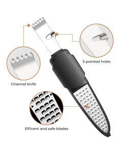 Rallador de Cítricos 4 en 1 Pisol - Acero Inoxidable, Apto Lavavajillas 2