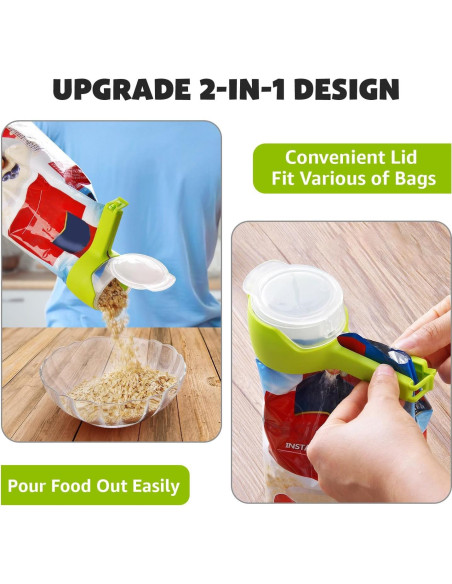 4 Clips de Sellado con Boquilla 365Home para Alimentos - Blanco