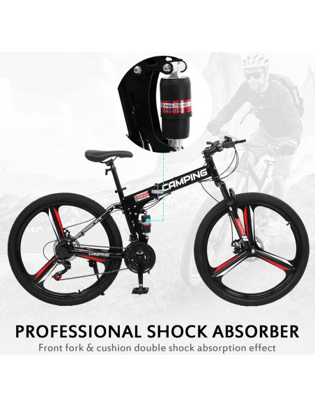 Bicicleta de Montaña Plegable Ktaxon 26" 21 Velocidades Doble Amortiguación