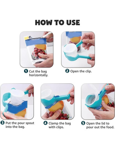 4 Clips de Sellado con Boquilla 365Home para Alimentos - Blanco