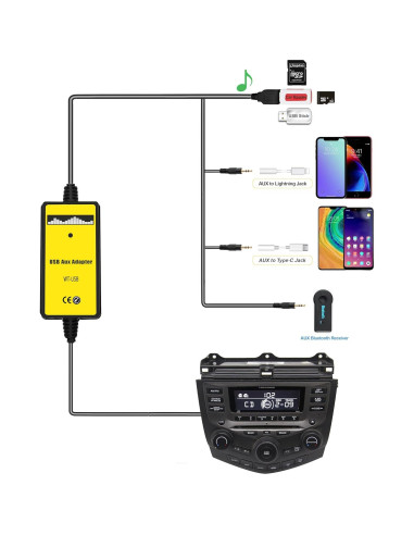 Adaptador AUX y USB para audio de coche Yomikoo QX003