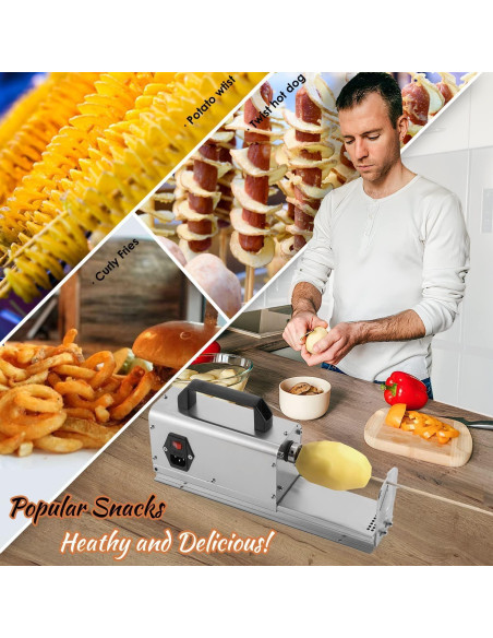 Cortador de Papas Fritas Eléctrico Treliamd 3 en 1 Acero Inoxidable Cortador de Papas Fritas Eléctrico Treliamd 3 en 1 Acero Inoxidable