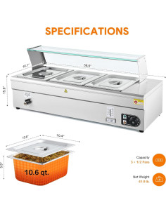 Calentador de Comida Eléctrico WILPREP 3 Bandejas 32.5x26.4cm 2