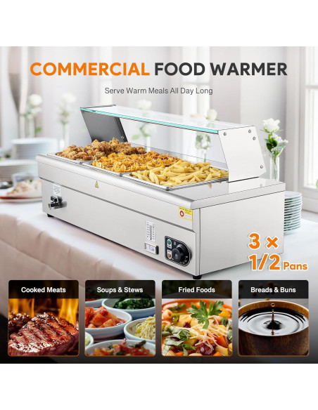 Calentador de Comida Eléctrico WILPREP 3 Bandejas 32.5x26.4cm