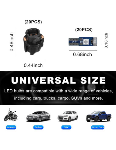 Augeny 20PCS Bombillas LED T5 para Tablero de Coche Azul