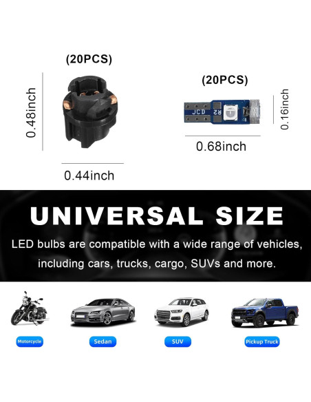 Augeny 20PCS Bombillas LED T5 para Tablero de Coche Azul