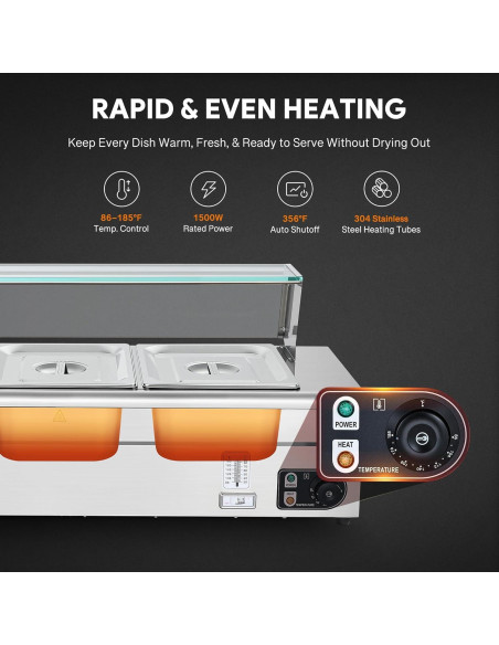 Calentador de Comida Eléctrico WILPREP 3 Bandejas 32.5x26.4cm