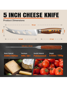 Cuchillo de Queso TUO 13.97 cm Acero Alemán Mango Pakkawood 2