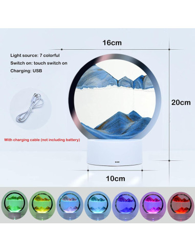 Lámpara de mesa 3D de arena en movimiento Desniltol azul