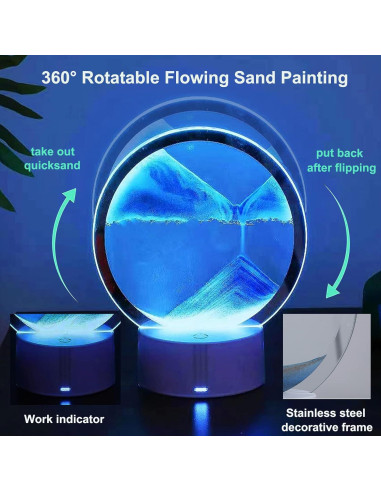 Lámpara de mesa 3D de arena en movimiento Desniltol azul