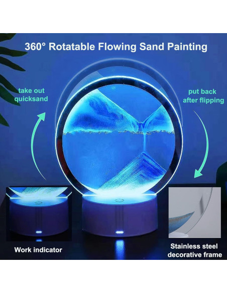 Lámpara de mesa 3D de arena en movimiento Desniltol azul