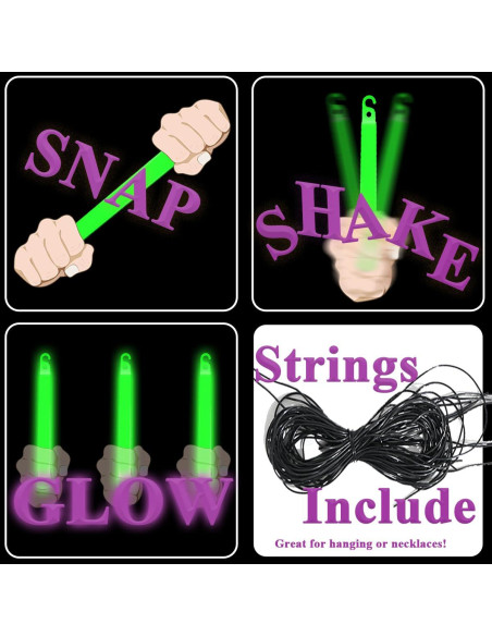 22 Palos de Luz Verde Brillantes GLOW YGB - 12 Horas de Duración
